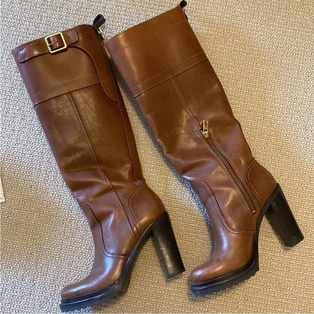 Tory Burch Brown Leather Knee-High Boots Women’s Size 7